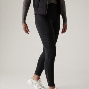 Athleta Delancey Moto Black Zipper Leggings